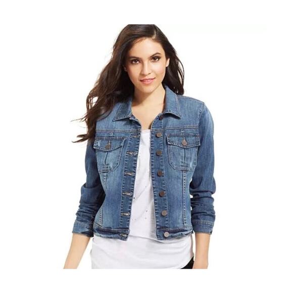 Kut from the Kloth Amelia Jean Jacket Small Womens Distressed Classic Trucker - Picture 1 of 5